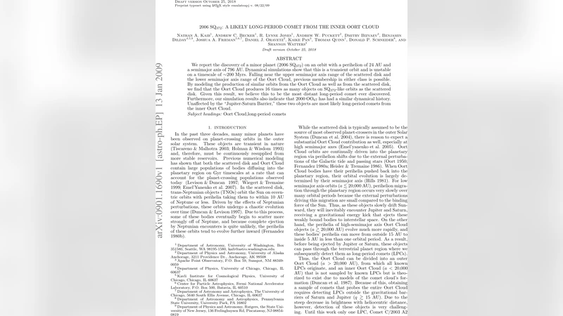 2006 SQ372: A Likely Long-Period Comet from the Inner Oort Cloud