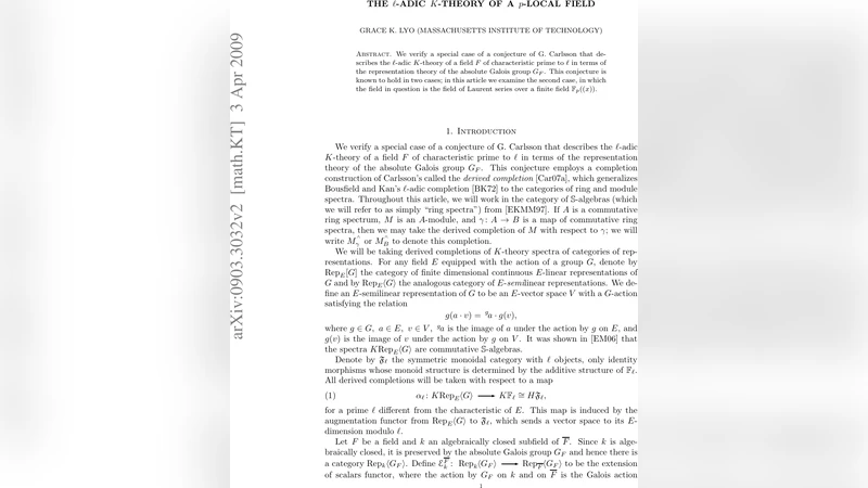 The $l$-adic $K$-theory of a $p$-local field