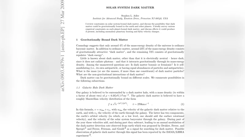 Solar System Dark Matter