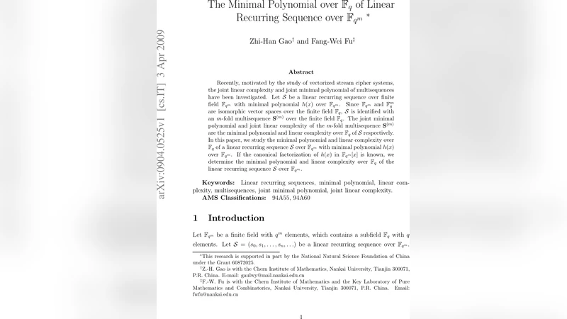 The Minimal Polynomial over F_q of Linear Recurring Sequence over   F_{q^m}