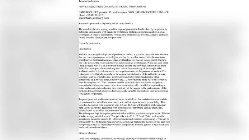 Organelle proteomics