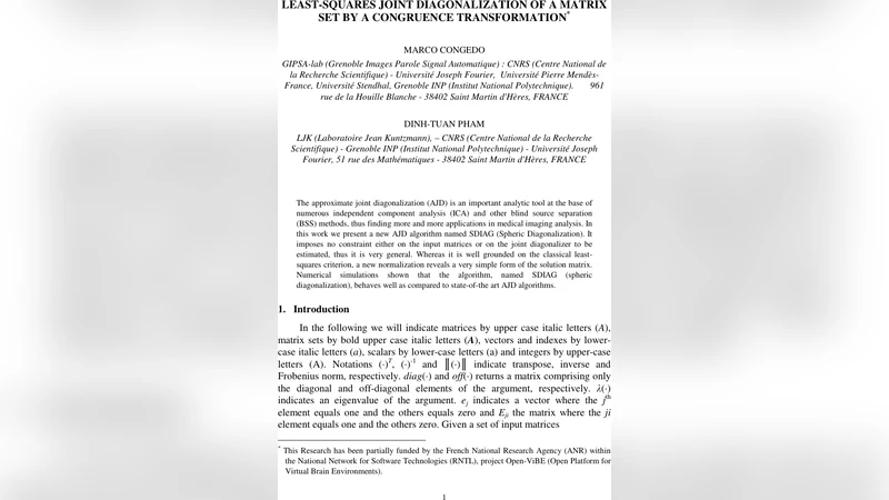 Least-Squares Joint Diagonalization of a matrix set by a congruence   transformation