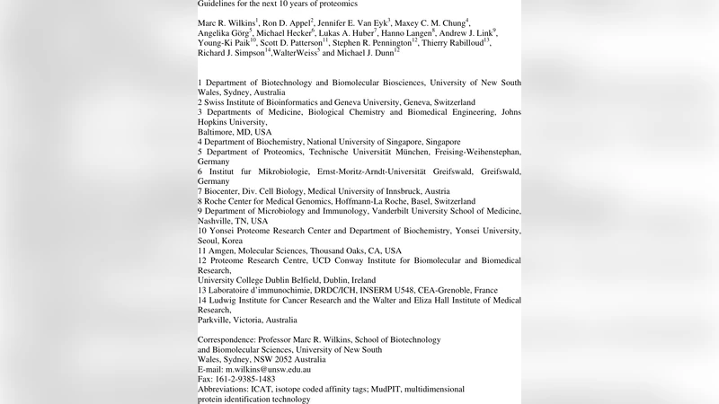 Guidelines for the next 10 years of proteomics