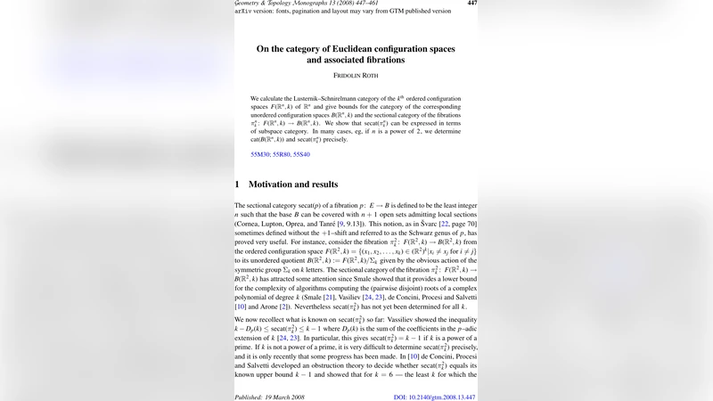 On the category of Euclidean configuration spaces and associated   fibrations