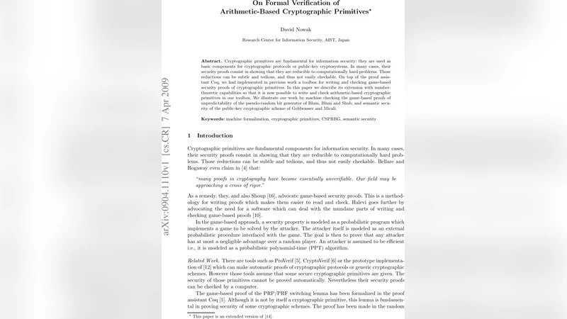 On formal verification of arithmetic-based cryptographic primitives