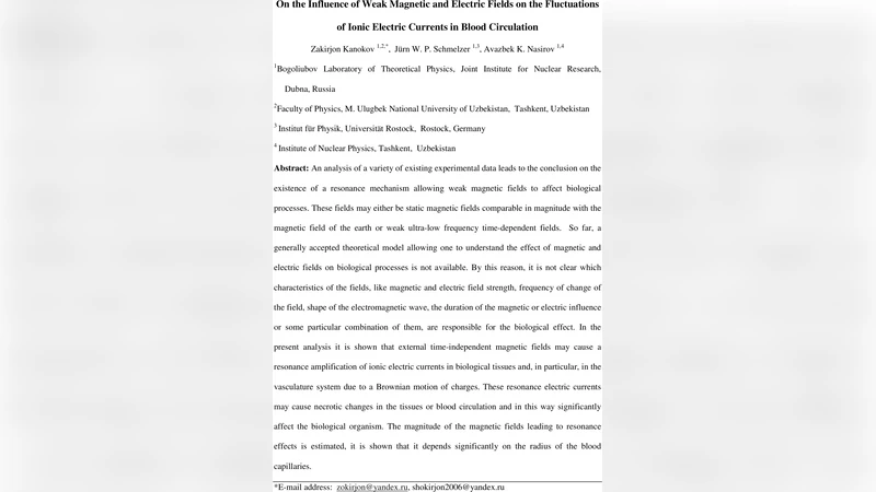 On the Influence of Weak Magnetic and Electric Fields on the   Fluctuations of Ionic Electric Currents in Blood Circulation