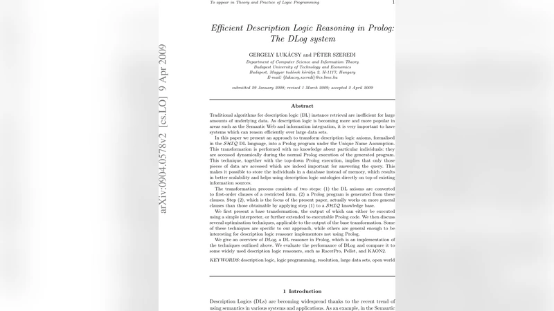 Efficient Description Logic Reasoning in Prolog: The DLog system