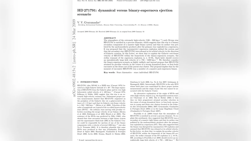 HD271791: dynamical versus binary-supernova ejection scenario