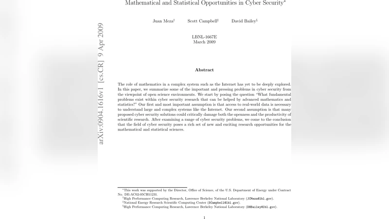 Mathematical and Statistical Opportunities in Cyber Security