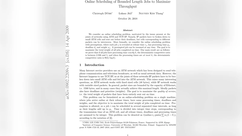 Online Scheduling of Bounded Length Jobs to Maximize Throughput