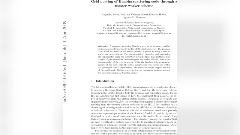 Grid porting of Bhabha scattering code through a master-worker scheme