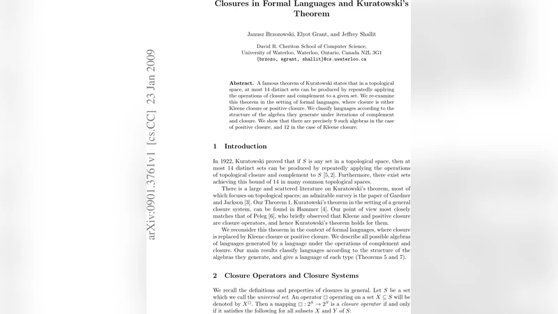 Closures in Formal Languages and Kuratowskis Theorem