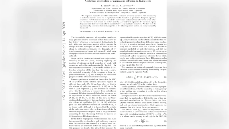 Analytical description of anomalous diffusion in living cells