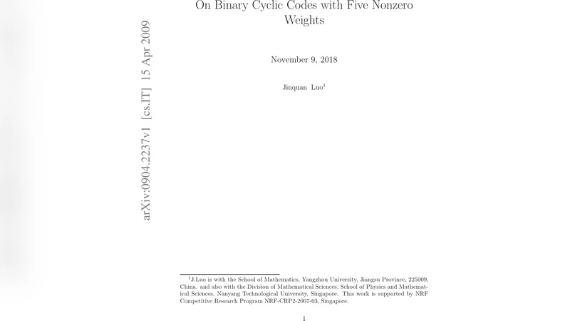 On Binary Cyclic Codes with Five Nonzero Weights