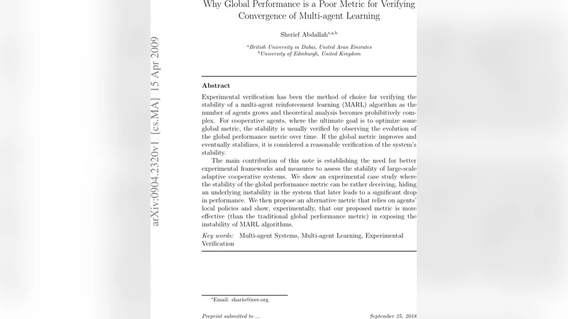 Why Global Performance is a Poor Metric for Verifying Convergence of   Multi-agent Learning