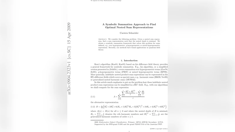 A Symbolic Summation Approach to Find Optimal Nested Sum Representations