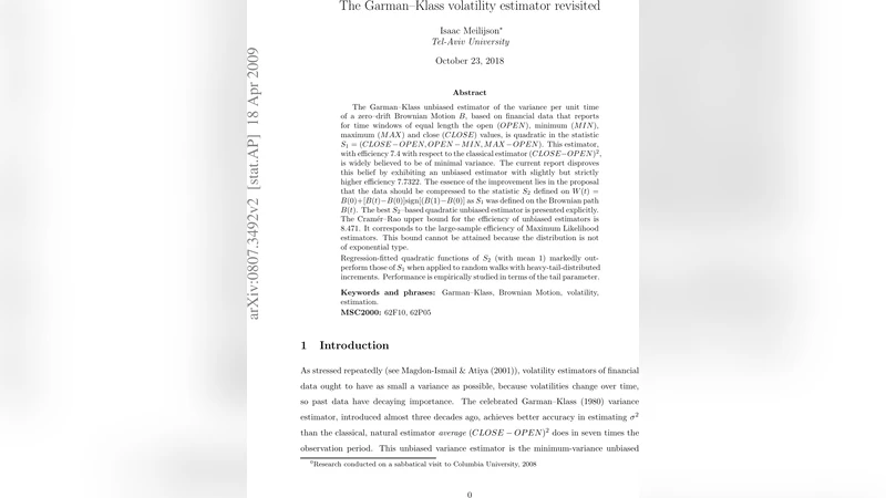 The Garman-Klass volatility estimator revisited