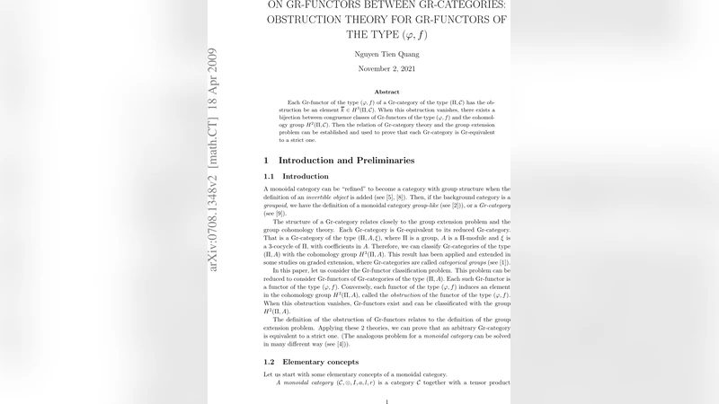 On Gr-Functors between Gr-Categories: Obstruction theory for Gr-Functors   of the type $(varphi,f)$