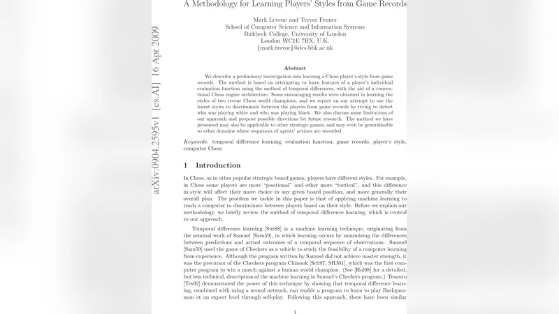 A Methodology for Learning Players Styles from Game Records