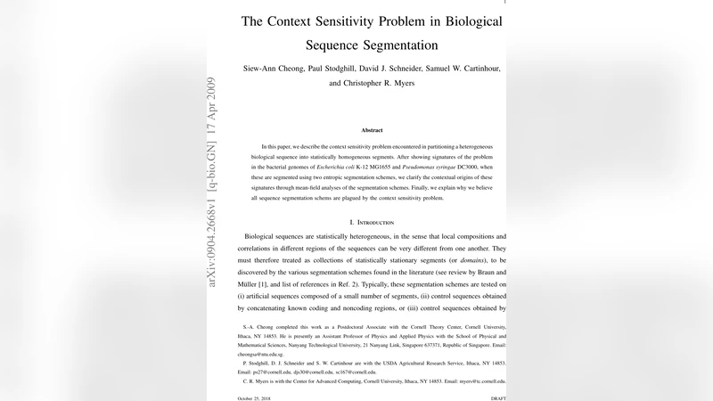 The Context Sensitivity Problem in Biological Sequence Segmentation