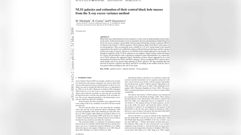 NLS1 galaxies and estimation of their central black hole masses from the   X-ray excess variance method
