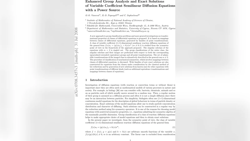 Enhanced Group Analysis and Exact Solutions of Variable Coefficient   Semilinear Diffusion Equations with a Power Source