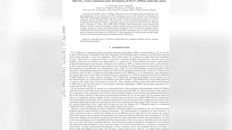 Discrete- versus continuous-state descriptions of the F1-ATPase   molecular motor