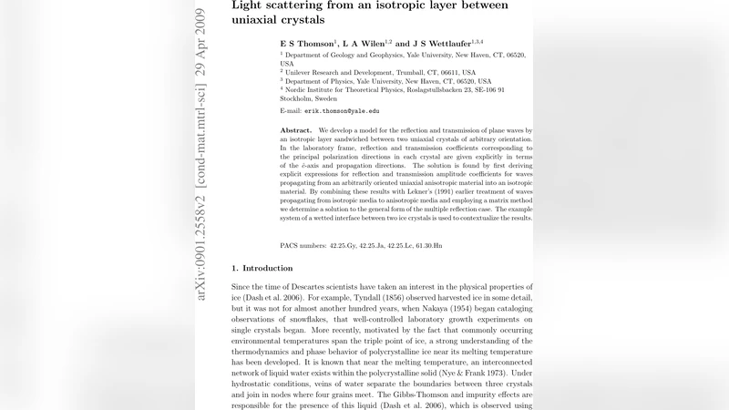 Light scattering from an isotropic layer between uniaxial crystals