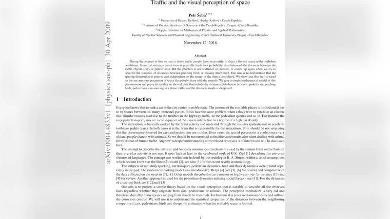 Traffic and the visual perception of space