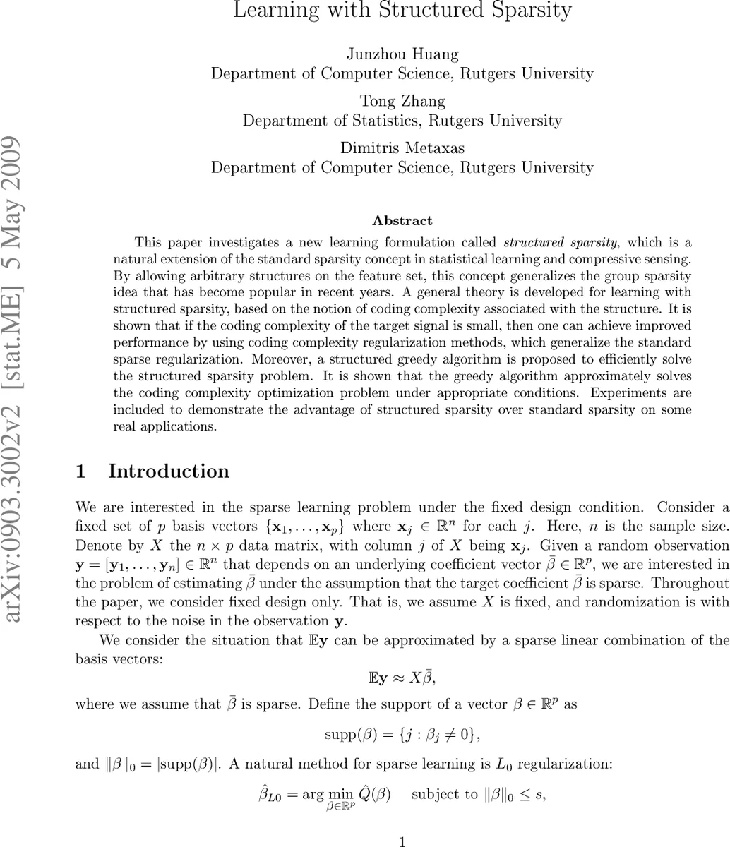 Learning with Structured Sparsity