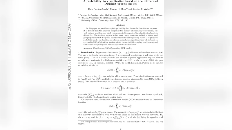 A probability for classification based on the mixture of Dirichlet   process model