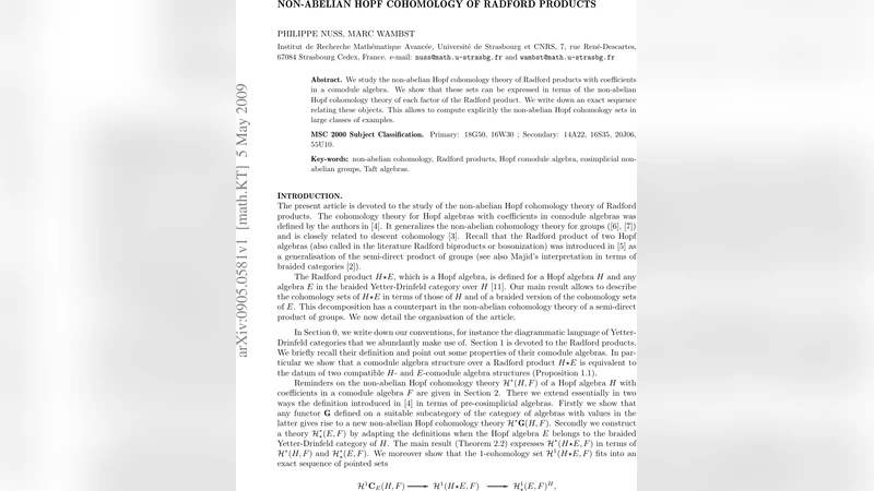 Non-abelian Hopf Cohomology of Radford products