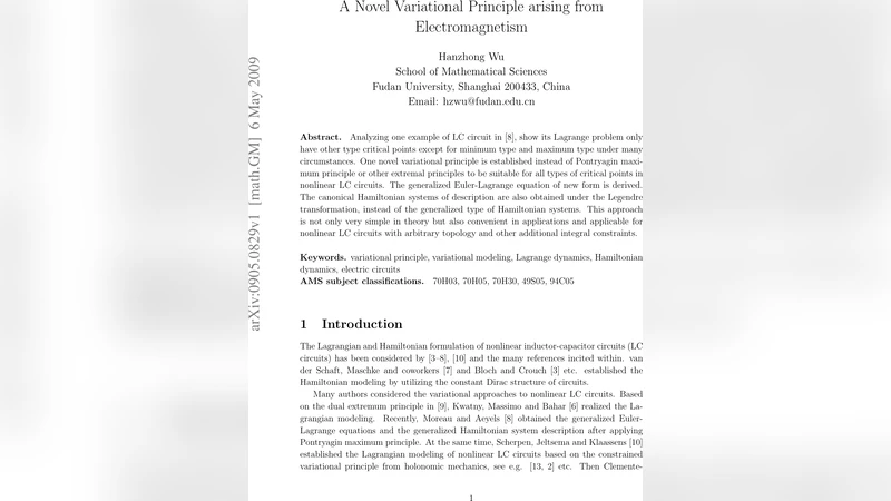 A Novel Variational Principle arising from Electromagnetism