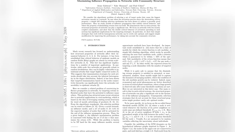 Maximizing Influence Propagation in Networks with Community Structure