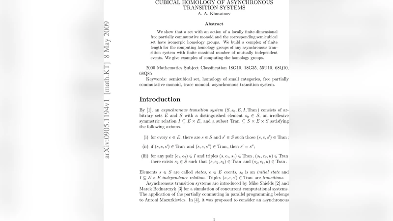 Cubical Homology of Asynchronous Transition Systems