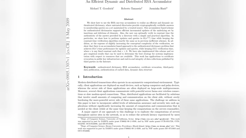 An Efficient Dynamic and Distributed RSA Accumulator