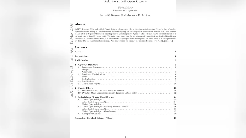 Relative Zariski Open Objects