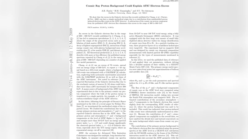 Cosmic Ray Proton Background Could Explain ATIC Electron Excess