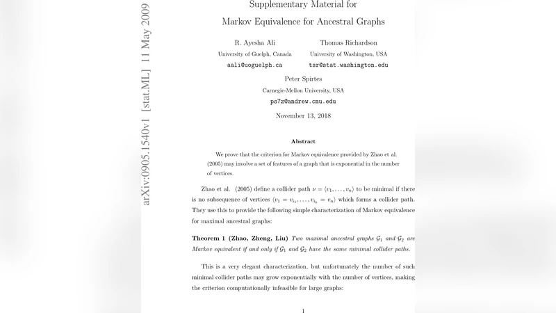 Supplementary material for Markov equivalence for ancestral graphs