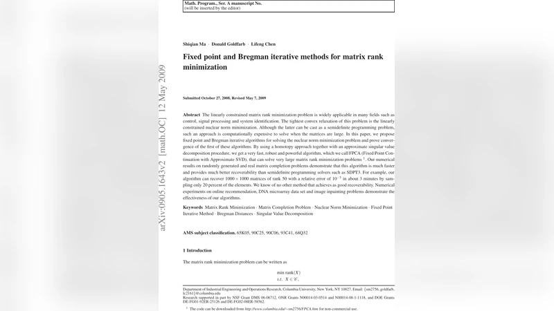Fixed Point and Bregman Iterative Methods for Matrix Rank Minimization
