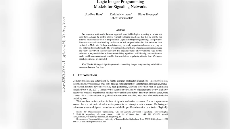 Logic Integer Programming Models for Signaling Networks