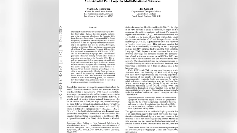 An Evidential Path Logic for Multi-Relational Networks