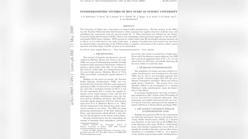 Interferometric Studies of Hot Stars at Sydney University