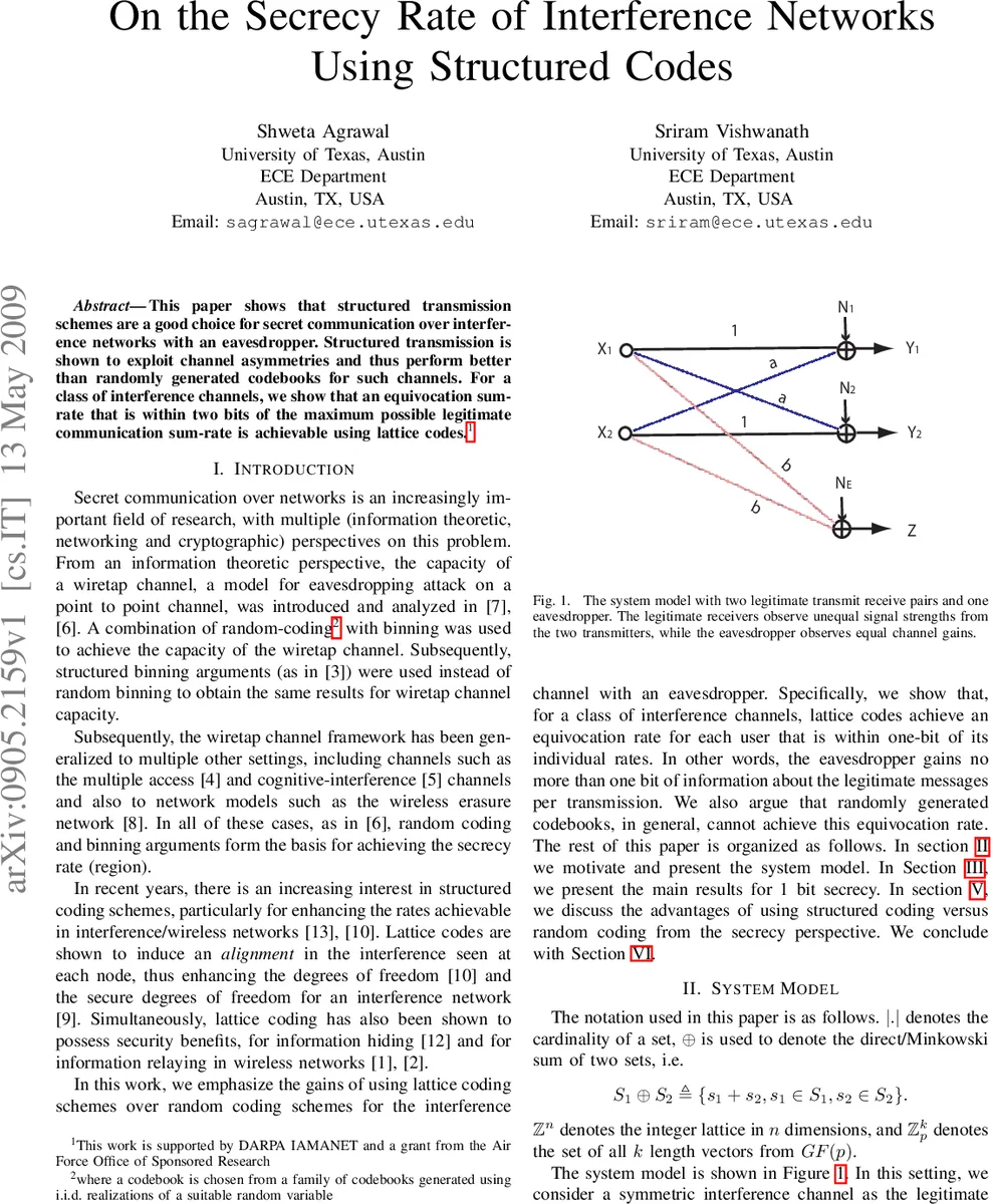 On the Secrecy Rate of Interference Networks using structured codes