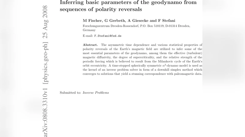 Inferring basic parameters of the geodynamo from sequences of polarity   reversals
