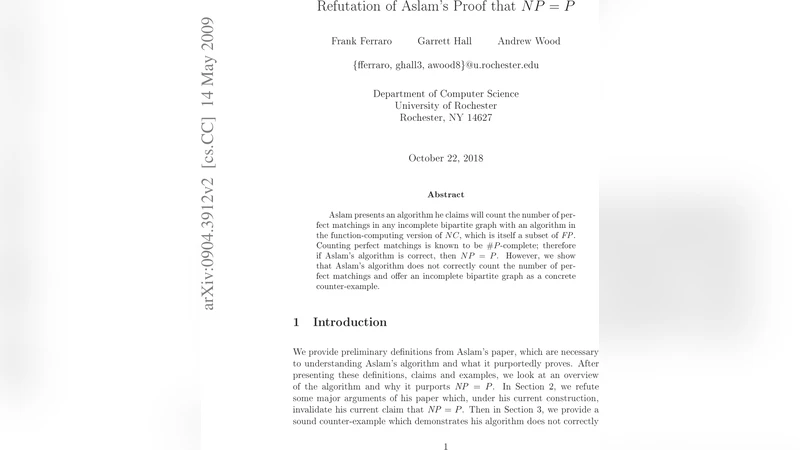 Refutation of Aslams Proof that NP = P