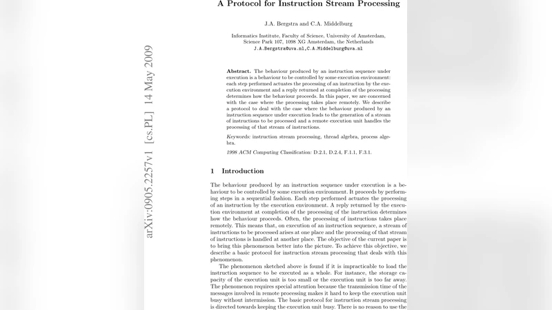 A protocol for instruction stream processing