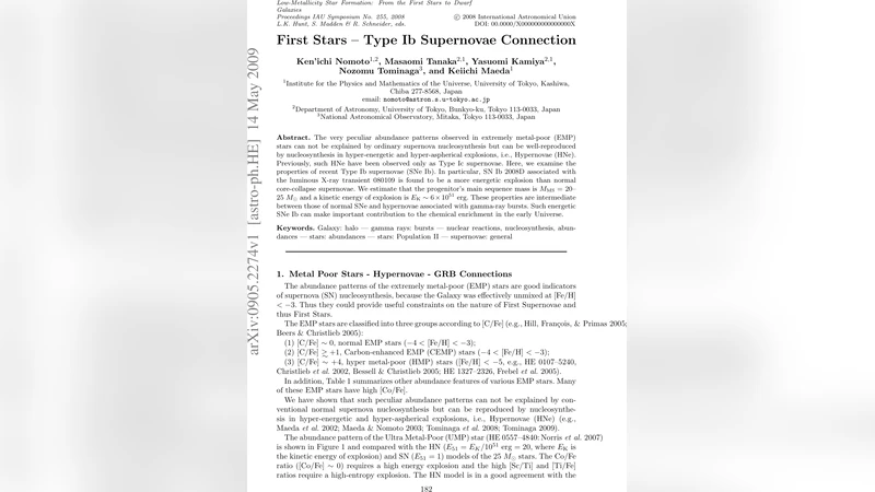First Stars -- Type Ib Supernovae Connection
