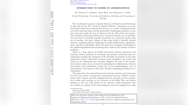 Introduction to papers on astrostatistics