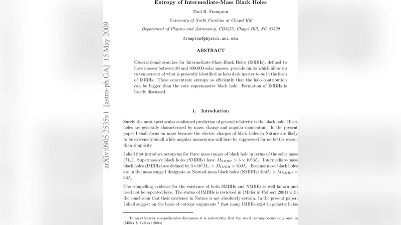 Entropy of Intermediate-Mass Black Holes